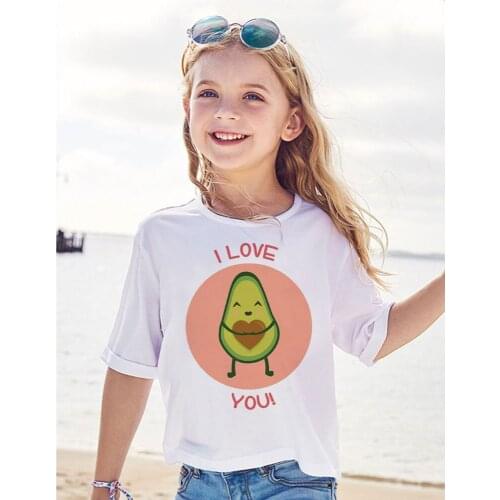 New Avocado Shirt Vegan T Shirt Girls Shirts Short Shirt Korean Design Cute White T-shirt Kids Casual Kawaii Clothes