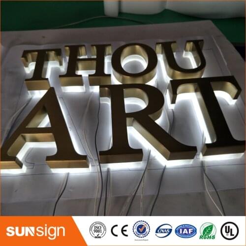 Polished /Brushed Stainless steel Backlit signage letters LED 3D illuminated Channel letters signs for Advertising customized
