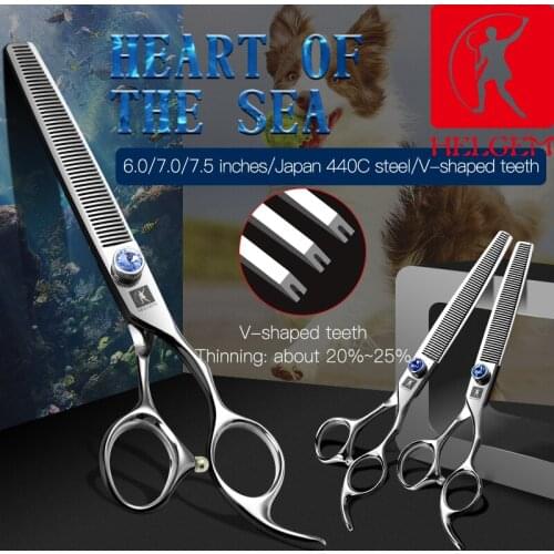 HELGEM Professional Pet Dog Japan 440C stainless steel 6.5/7.0/7.5 Inch Grooming Thinning Scissor