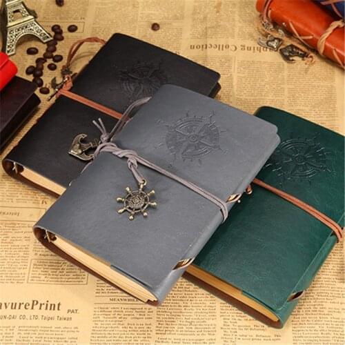 Retro Spiral Loose Leaf Notebook Diary Notepad Vintage Pirate Anchor Leather Note Book Stationery Gifts Office Stationery Supply
