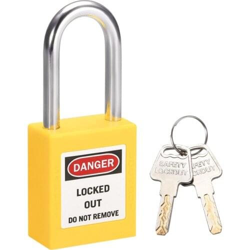 Uxcell 1pc Lockout Tagout Safety Padlock 38mm 1-1/2-Inch Steel Shackle Keyed Different Padlocks Black/Yellow/Green/Red/Blue