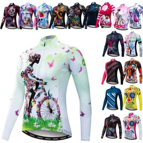 Weimostar Womens Cycling Jersey Long Sleeve Mountain Bike Clothing Maillot Ciclismo Pro Team Bicycle Jacket Tops Female Green