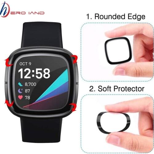 Screen Protector for Fitbit Versa 3 & Sense 3D Curved Edge Full Coverage Soft Protective Film for Fitbit Versa 3 (Not Glass)