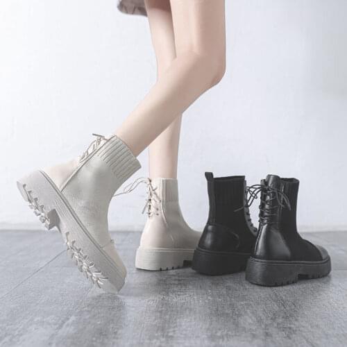 Ankle Boots for Women 2021 Autumn Motorcycle Boots Thick Heel PlatfoAnkle Brm Shoes Woman Slip on Round Toe Fashion Boots