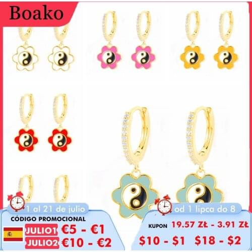 BOAKO 925 Sterling Silver Earrings For Women Yin And Yang Enamel Earrings Dangle Piercing Pendientes Mom Gift 2021 Trend Unusual