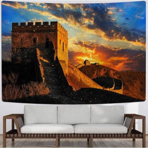 3D Scenery The Great Wall Tapestry World Heritage Wall Hanging Tapestries Living Room Bedroom Dormitory Student Tapestry 150x150