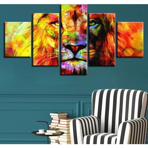 5pcs DIY Diamond Painting Colorful lion Full Square Diamond Embroidery Mosaic Picture Of Rhinestone H349