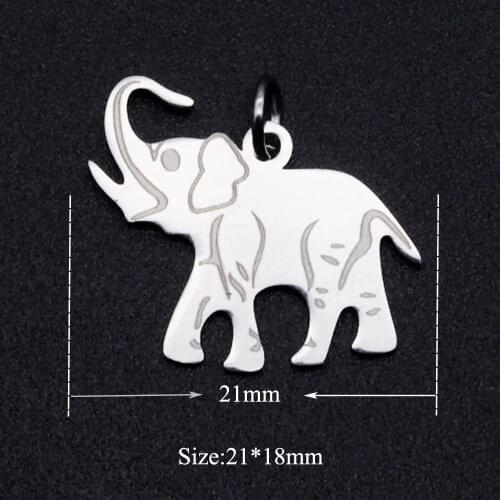 5pcs/lot 100% Stainless Steel Lucky Elephant diy Charms Wholesale Necklace Pendants Dropshipping Never Rust