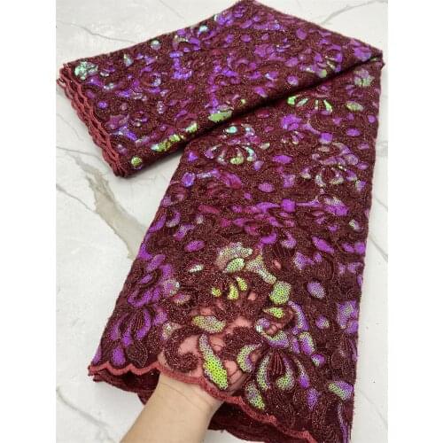 African Lace Fabrics Sequins Lace Fabric High Quality Tulle French Embroidered Fabric For Wedding Party Dress 4323B