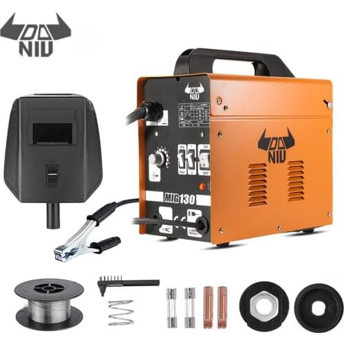 DANIU MIG-130 Flux Core Wire Automatic Feed Welders Welding Machine Inverter ARC Gas Gasless Weld Machine with Free Accessory