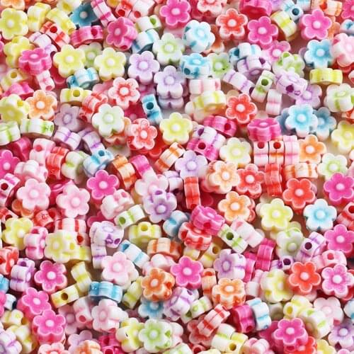 100pcs/lot Acrylic Beads 8x8x5mm Flower Shell Loose Spacer Beads for Needlework Jewelry Making Handmade DIY Bracelet Accessories