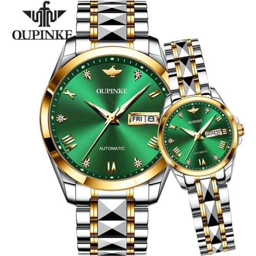 OUPINKE Couple Watch 2021 Mens Watches Luxury Quartz Watch Women Clock Ladies Dress Wristwatch Fashion Casual lovers Watch Gift