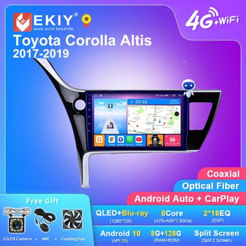 EKIY Blu-ray DSP 6G+128G Android 10 For Toyota Corolla 2017 2018 2019 Car Radio Multimedia Video Player GPS Navigation Stereo HU