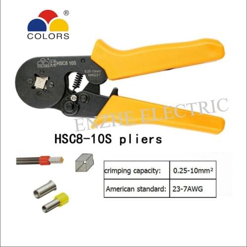 FASEN HSC8-10S Tool Mini Self-Adjustable Crimping Plier 23-7AWG Capacity 0.25-10mm2 Length 175mm Yellow
