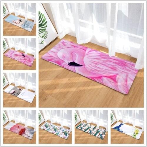 Flannel Long Floor Mat Door Mat Heat Transfer Flamingo Kitchen Bathroom Water-Absorbing Non-Slip Mat Carpet bath rug