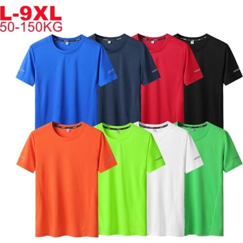 Plus Size 6xl 7xl 8xl 9xl Summer Big Tops Tees Quick Dry Slim Fit T-shirt Men Sport Mesh Short Sleeve Oversized Mens T Shirts