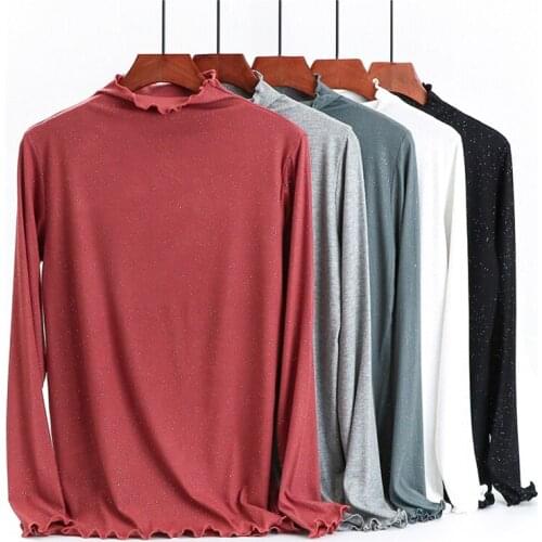 Shiny Lurex Ruffles Summer T Shirt Women Cotton Casual T-Shirt Women Korean Tops Tee Shirt Femme Slim Black Soft Tshirt Harajuku