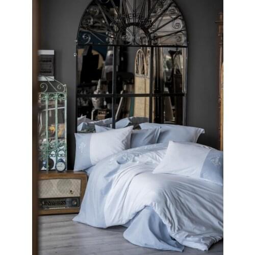 Cotton Box Embroideries Ranforce Double Personality Duvet cover set Adel Blue