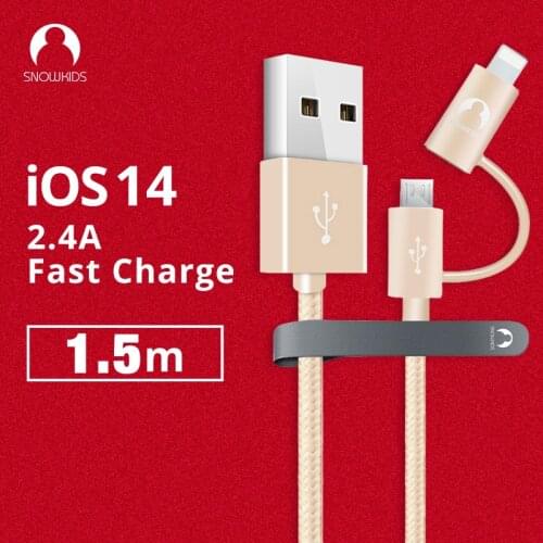 Snowkids 2 Pieces Micro USB【 2 in 1】 Cable for iPhone X 8 7 6 5 XR XsMax also for Android Micro USB Cord