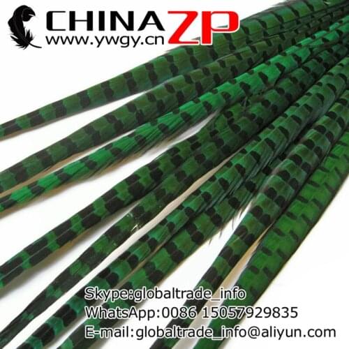 CHINAZP Factory 100pcs/lot Size 20-22inch (50-55cm) Dyed Peacock Green Ringneck Pheasant Tail Feathers