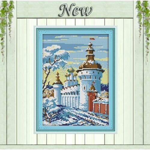 Beautiful Snow castle,Counted Printed on the canvas DMC 11CT 14CT Cross Stitch kit,needlework Set DIY embroidery,Europe Scenery