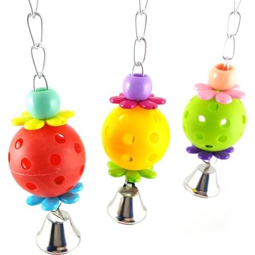 Colorful Pet Parrot Toy Egg Bell Ball Dog Toy Cat Toys Hanging Parrot Toy Pet Dog Ball Bell Toys Play Teeth Training Pet Product