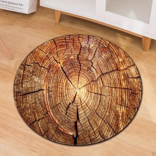 Round Carpet Living Room Kids Room Bedroom Carpet Home Computer Chair Child Rug Wood Mat Anti-Slip Floor Grain Bedside Pattern