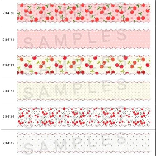 Fruit Ribbon Printed Cherry Grosgrain Ribbon Lace Satin Tape 10yards for Hair Bow Center Bag DIY Materials