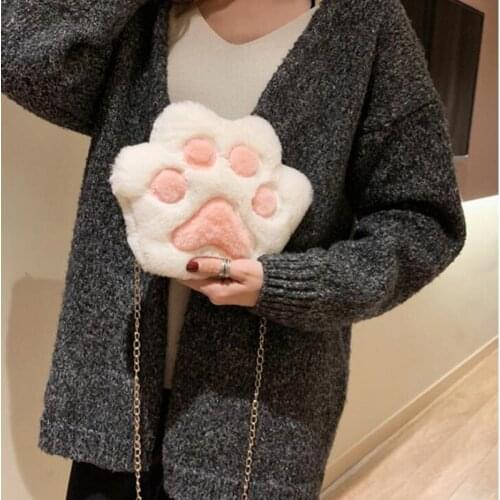 Cartoon Cute Plush Backpack Bear Palm Chain Shoulder Bag Mobile Phone Change Handbags Girls Accessories Bag Childrens Wallet