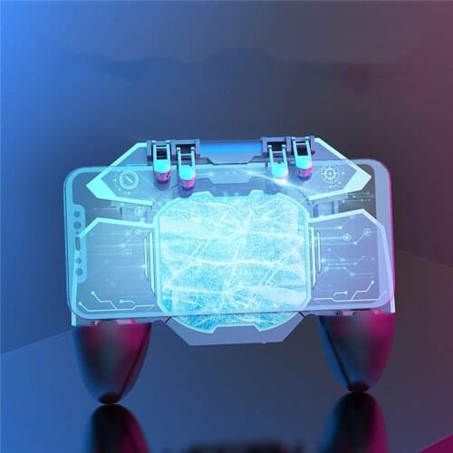 Mobile Phone Game Controller Joystick for PUBG Game with Cooling Fan Six Finger Gamepad Shooting Trigger Fire Button Aim Key