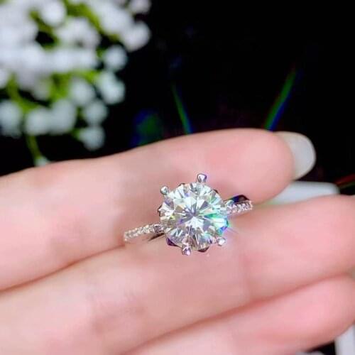 Moissanite Personality design New ring, 925 Sterling silver, beautiful color, sparkling, 1 carat 2 Carat Diamond D VVS1