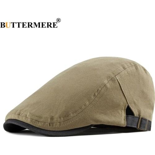 BUTTERMERE Mens Beret Hats Spring Summer Thin Cotton Flat Cap British Style Vintage Mens Ivy Cap Adjustable 55-60cm