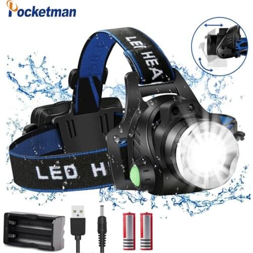 Headlamp Super Bright LED Headlamps 18000lumens Headlight Head Torch Flashlight Head lamp by 18650 battery for Fishing Hunting
