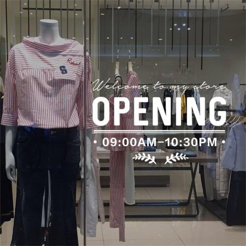 Wall Art Opening Hours Letter Word Number Decor Stickers Store Door Welcome Poster Shop Window Decor Shop Glass Wall Sticker