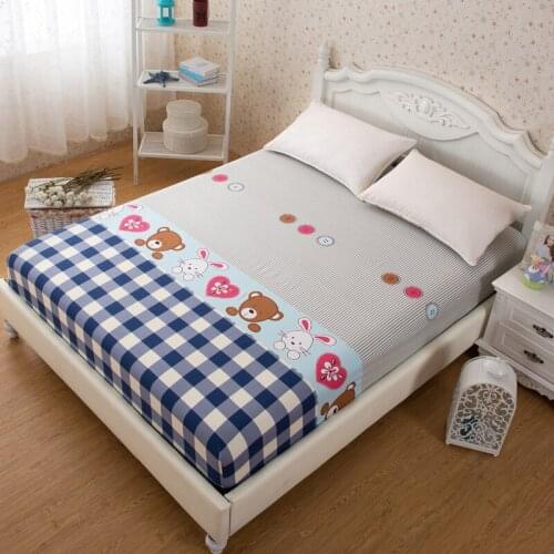 New 100% Cotton flannelette bedspread fitting sheet Bed mattress cover protective Cartoon style for 1.2m 1.5m 1.8m