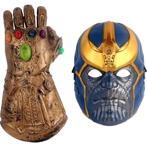 New Carnival Led & Voice Glove Masks Infinity Gauntlet Gloves Cosplay Movie Latex Mask Prop Set
