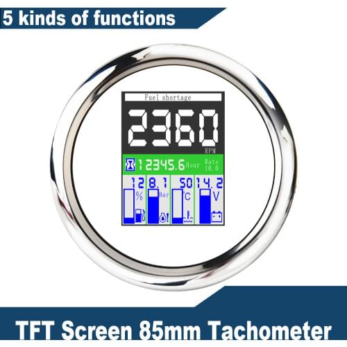 85mm 6 in 1 Multi-functional Digital Gauge GPS Speedometer Tachometr 9-32V Fuel Level Water Temp Oil Pressure 0~10Bar Alarm