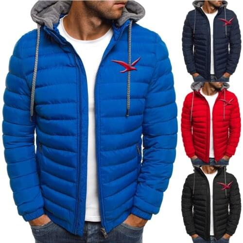 ZOGAA Men Winter Parkas Fashion Solid Hooded Cotton Coat Jacket Casual Warm Clothes Mens Overcoat Streetwear Puffer Jacket