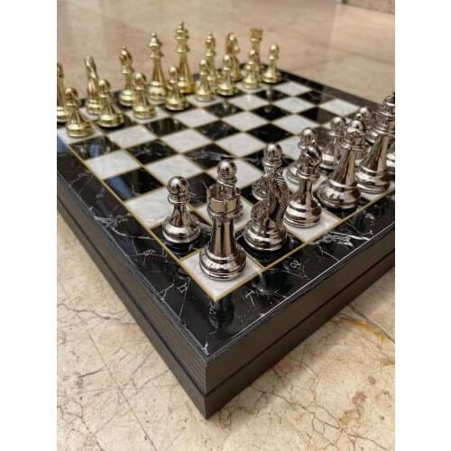 VIP Personalized Wooden Mosaic Patterned Chess Set, Metal Chess Set For Adults, Chess Set With Storage, Special Chess, Unique Ch
