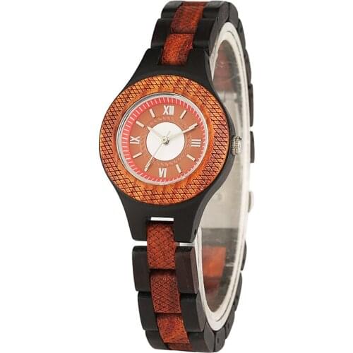 Full Wood Wristwatch with Wooden Leather Strap Rome Number Dial Brown Round Dial Man Woman Christmas Anniversary Birthday Gift