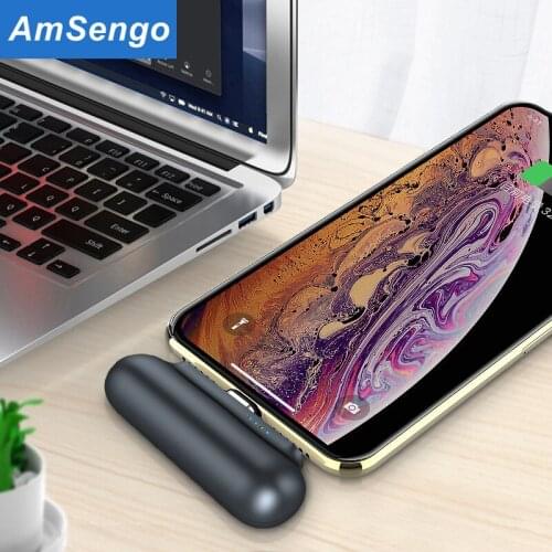 Amsengo 2600mAh Mini 3 in1 Power Bank Portable for iPhone HuaWei Samsung Xiaomi Power Bank Magnetic External Battery Chargers