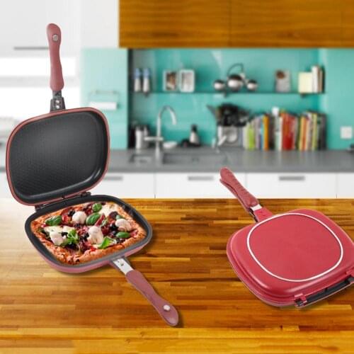 Foldable 28/32 CM Double-sided Frying Pan Non-stick Barbecue Steak Frying Pan Cooking Egg Ham Pans Breakfast Maker Tool 2021 New