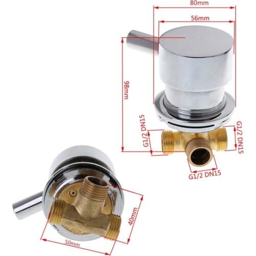G1/2" Hot & Cold Water Mixing Valve Thermostatic Mixer Two In & One Out Faucet For Shower Room