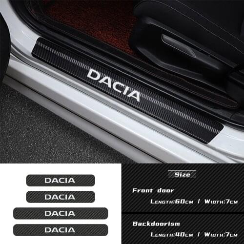 Car Styling 4pcs Carbon fiber protect door sill scuff pedal threshold sticker For Dacia Lodgy 2 Mcv Sandero Duster Logan Sandero