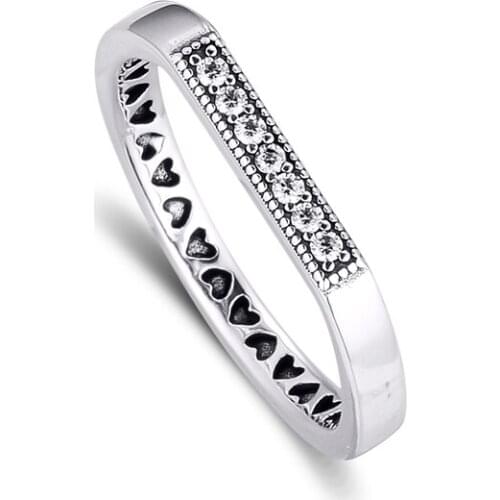 Sparkling bar stacking Ring 925 Sterling Silver Wedding Rings for Women Silver 925 Jewelry anillos mujer