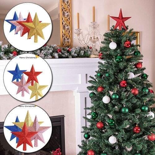 Christmas Tree Top Star Glitter Gold Star Christmas Tree Top Star 3D Five-pointed Star Pendant Ornament Xmas Ornaments Topper
