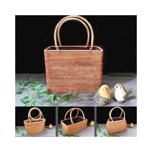 Vietnamese Rattan Rattan Shopping Bag Shopping Basket Storage Willow Basket Storage Box Storage Tank