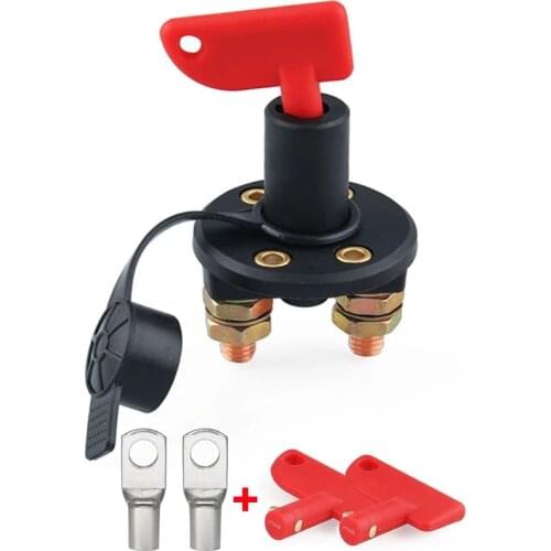 Truck Boat Car Battery Disconnect Rotary Power Isolator Cut Off Kill Switch With 2 Key+2 terminal For Marine ATV Car Accessories