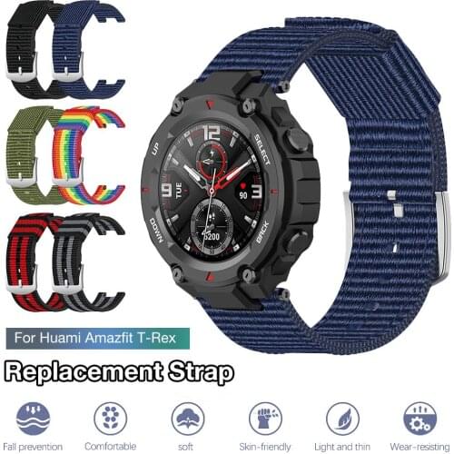 High Quality Watch Band Classic Premium Canvas Replacement Wristband Waterproof Sports Band Strap For Amazfit T-Rex Smart Watch