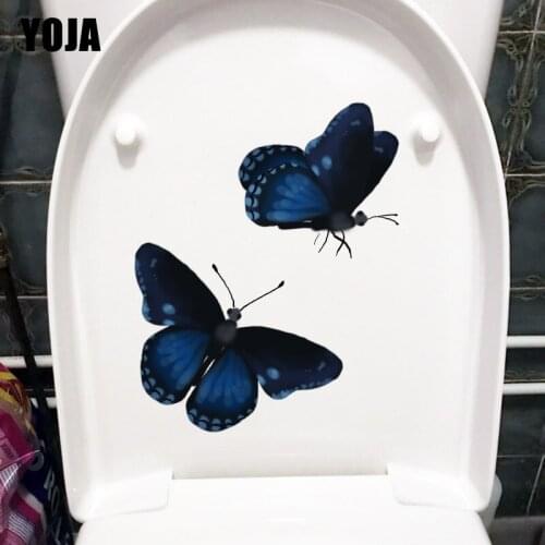 YOJA 15.3X23.7CM Ink Flying Butterfly Classic Bathroom Toilet Sticker Personality Home Room Wall Decor T1-2049
